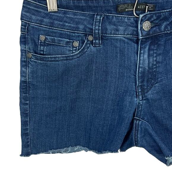 PRANA KARA LOW RISE CUTOFF MEDIUM WASH DENIM SHORTS WOMEN'S SIZE 4/27 - Picture 2 of 12